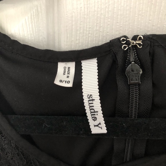 Perfect Black Cocktail Dress Formal A-line w/ lace - Picture 3 of 4